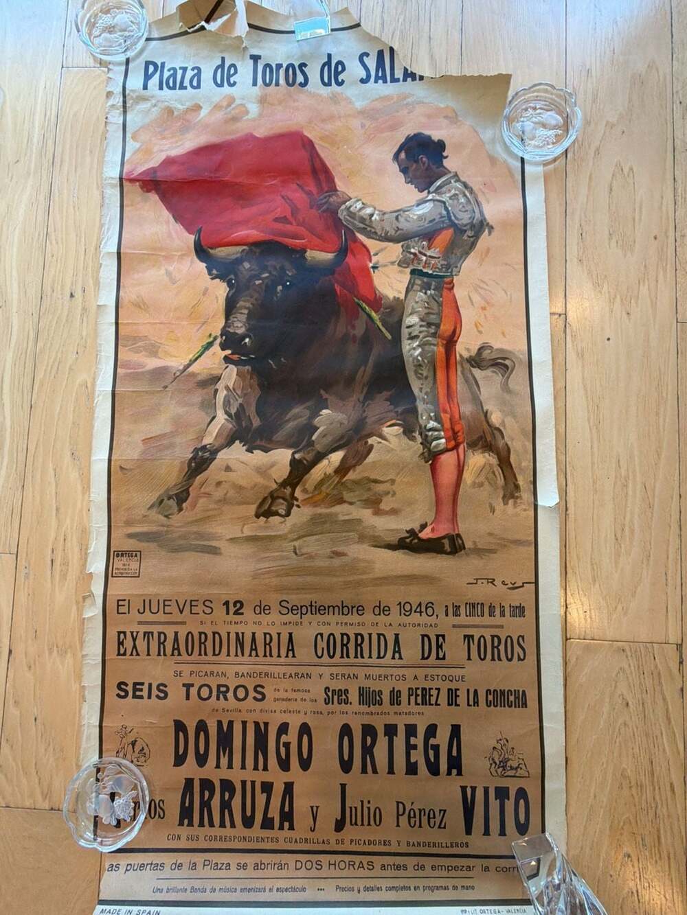 Vintage 1946 Plaza de Toros de Salamanca Spanish Bullfighting Poster by Ortega V - Picture 13 of 13